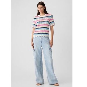 GAP Multicolored Knit Striped Top